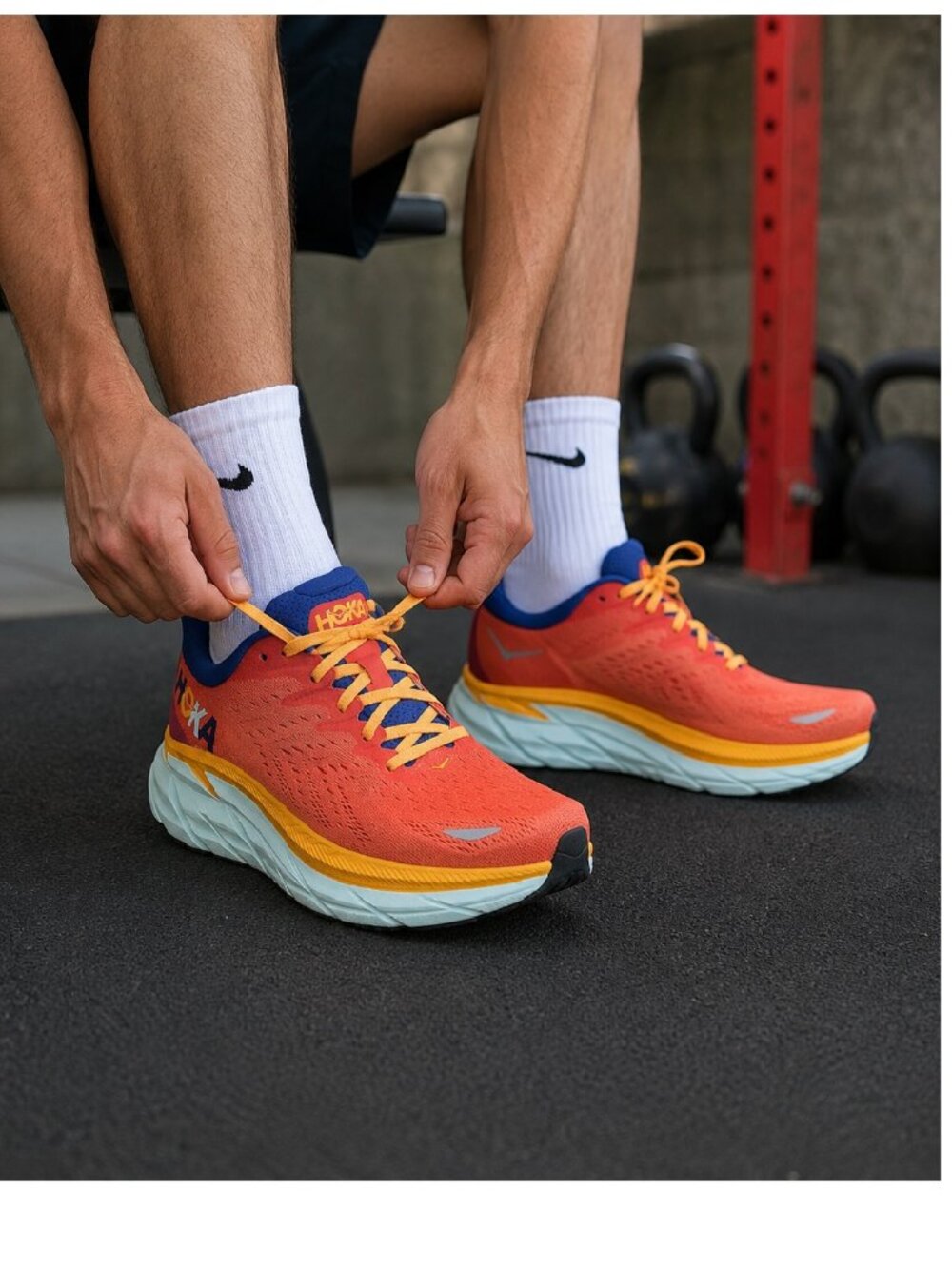 HOKA One Clifton 8 Men’s Running Shoes Orange Athletic Sneakers